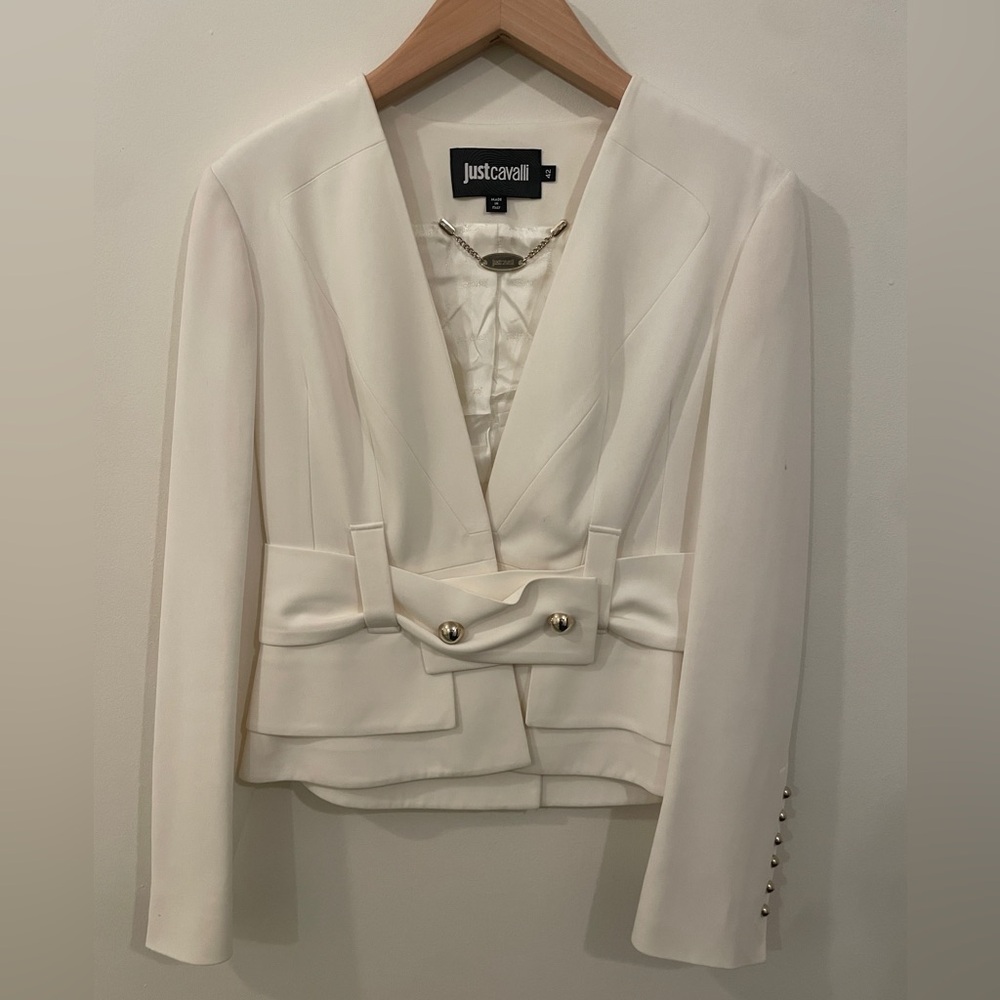 Just Cavalli Women's Cream Blazer with Button Detail